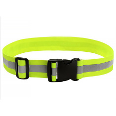 Reflective elastic belt with plastic buckle – one reflective stripe – for runners and pedestrians Reflective elastic belt with plastic buckle – one reflective stripe – for runners and pedestrians